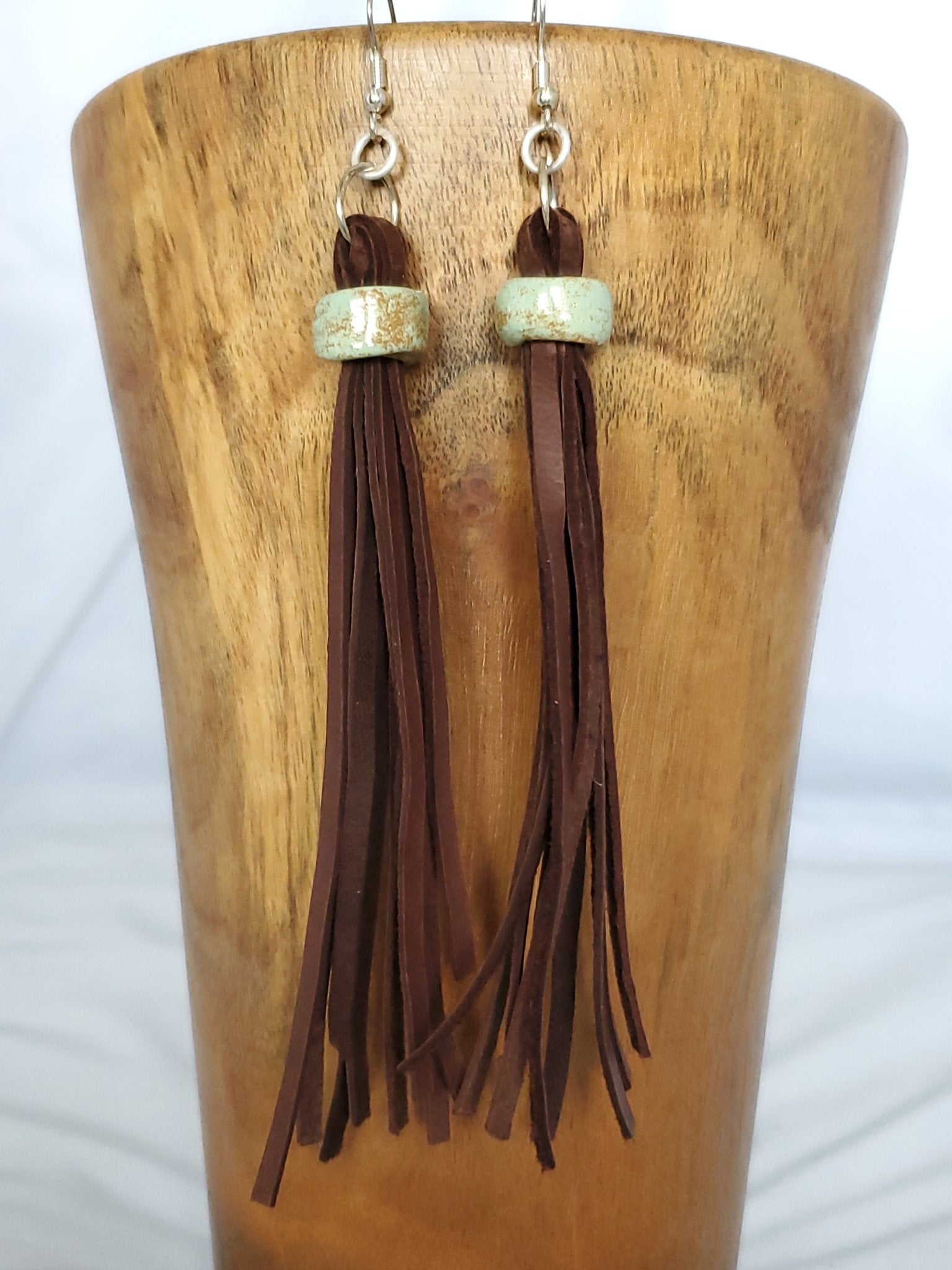 Raviani Genuine Leather Fringe Earrings