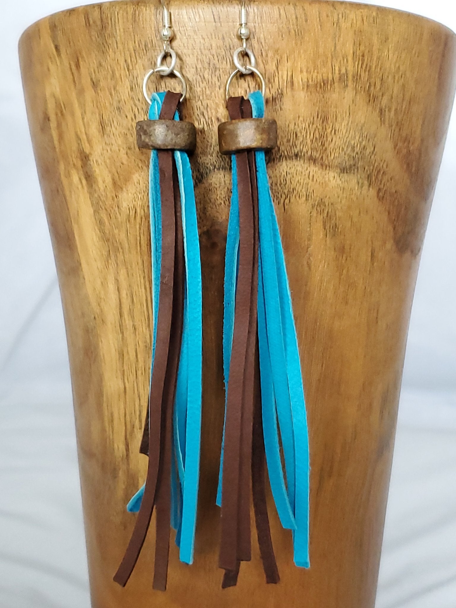 Leather hot sale fringe earrings