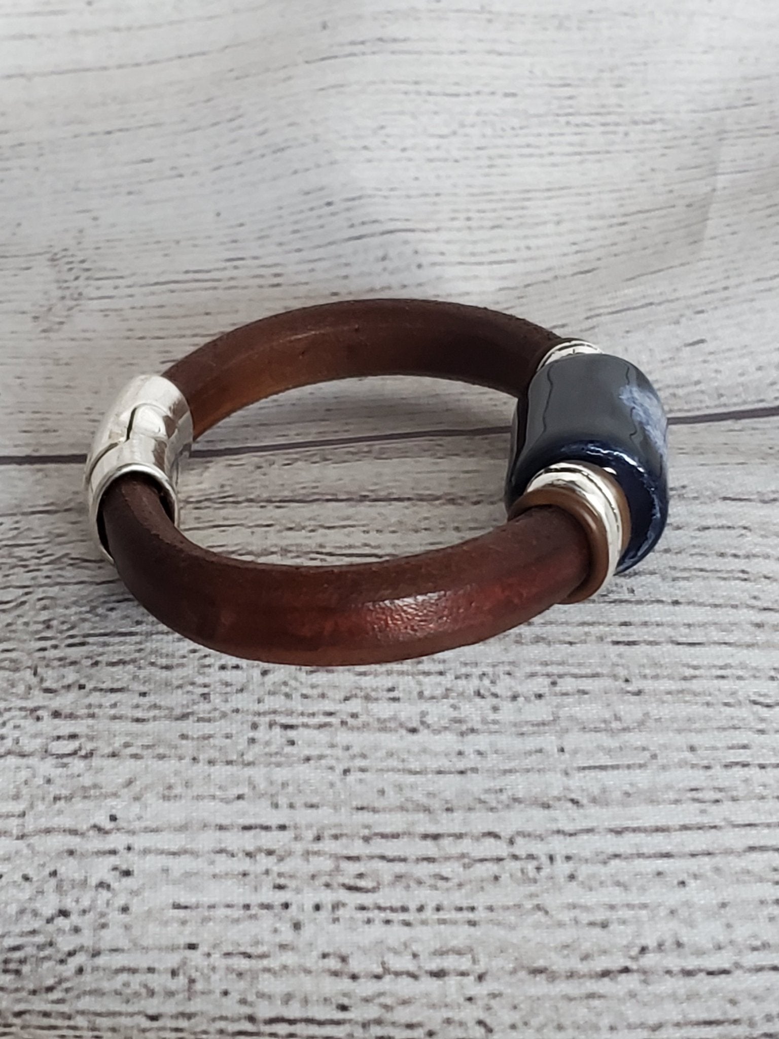 Terracotta coloured Handmade outlet Licorice Leather Bracelet